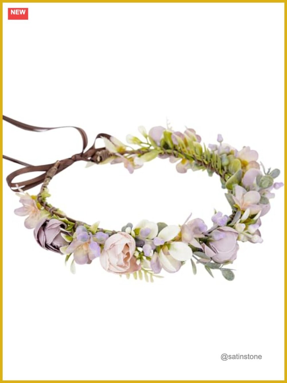 Handmade Rose Floral Flower Crown Headband Adjustable Ribbon